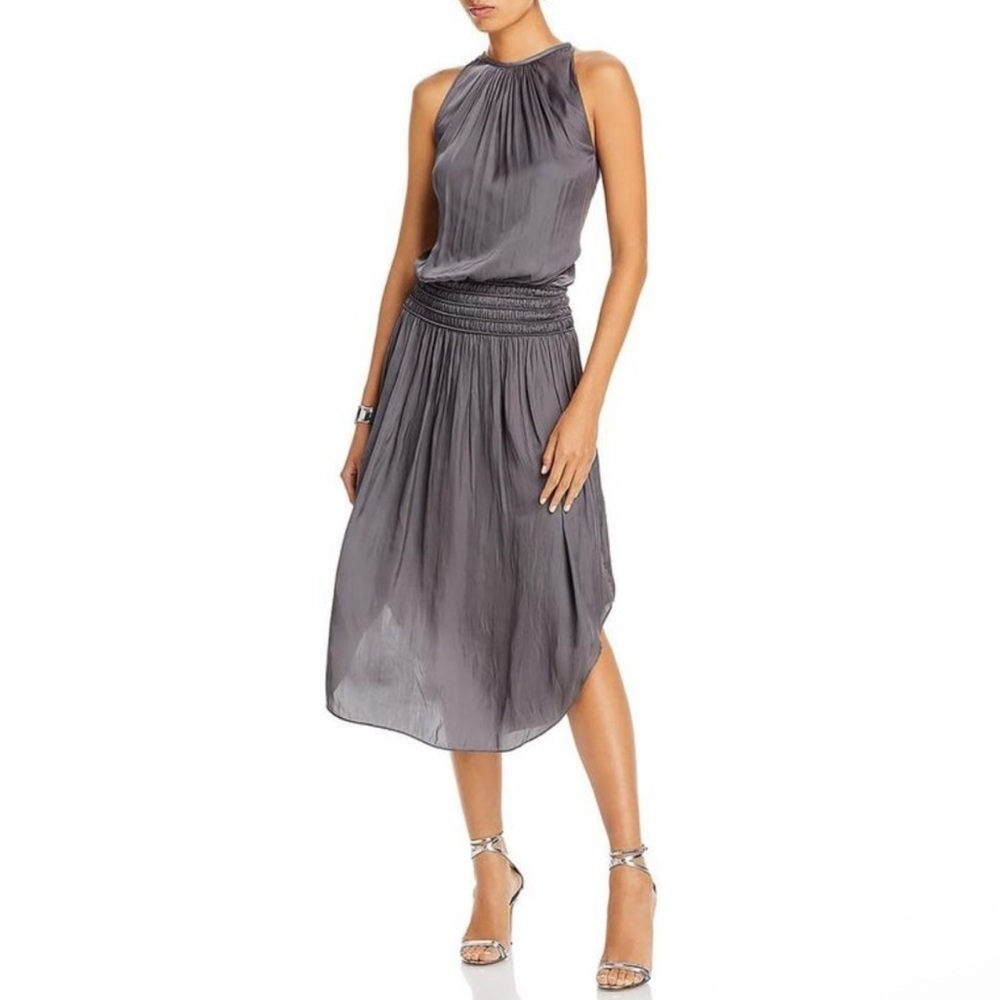 Ramy Brook Sleeveless Pleated Midi Dress in Gray